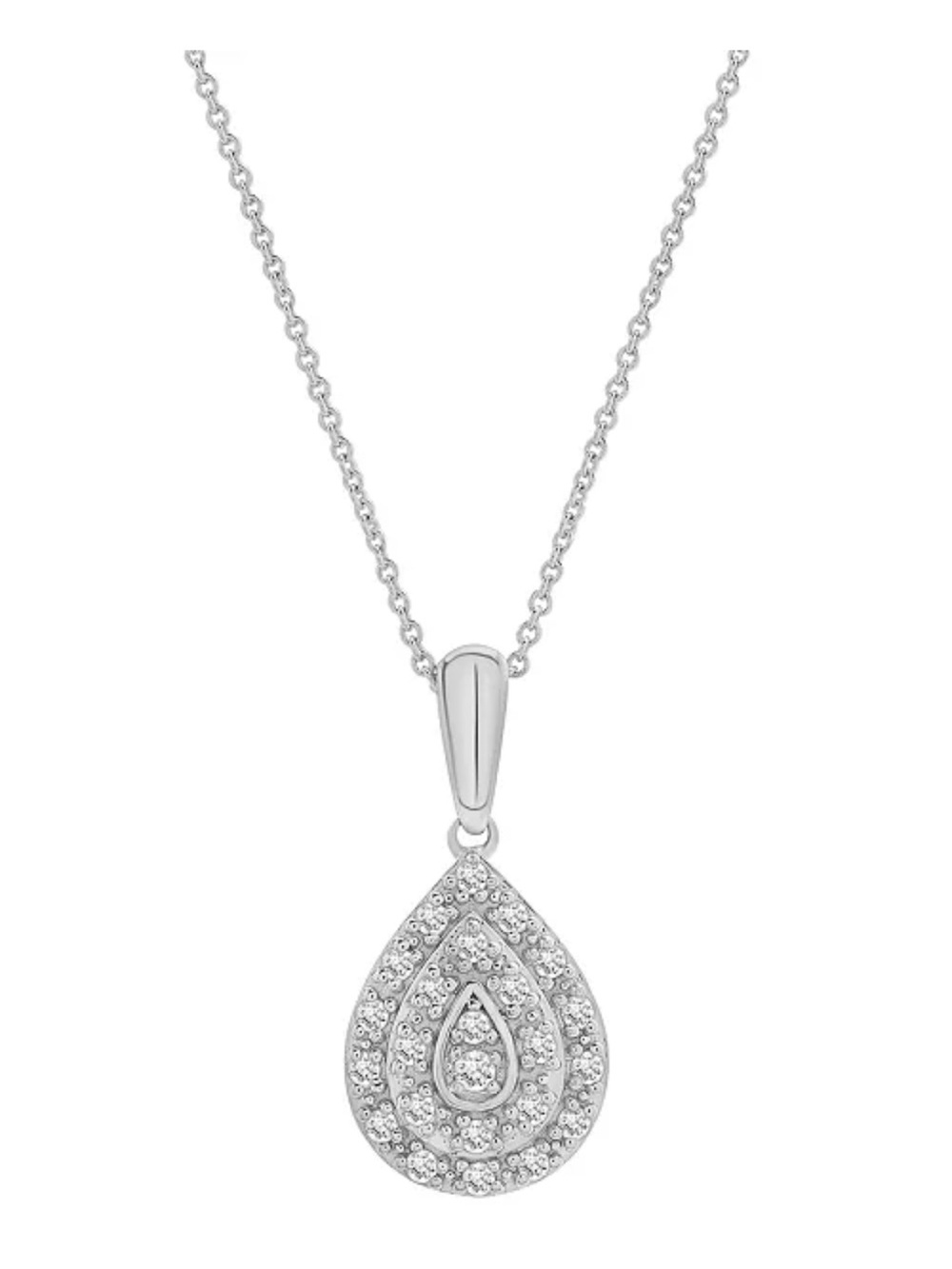 Macy's Silver Teardrop Pave Pendant Necklace